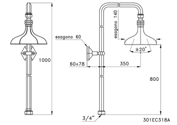 ECCELSA 301EC318A - Overhead shower with arm by RUBINETTERIE STELLA - view 3